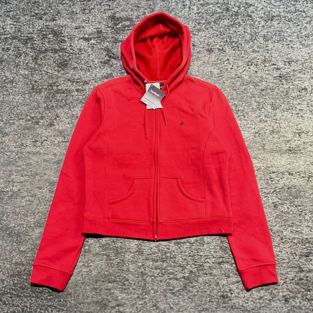 NWT VTG Southpole Zip Up Hoodie Womens Large Red Y2K‎ Grunge Skater Sweatshirt